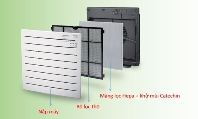 Máy lọc không khí Hitachi EP-PZ50J 240 (WH) có bộ lọc HEPA