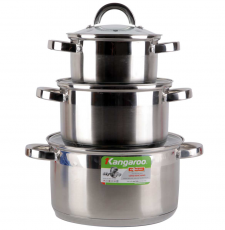  Bộ 3 Nồi Inox Nắp Kính Đáy 5 Lớp Kangaroo KG875