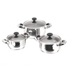 Bộ 3 Nồi Inox 1 Đáy Vung Kính Sunhouse SH365