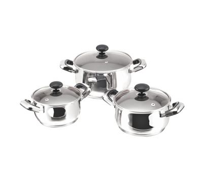Bộ 3 Nồi Inox 1 Đáy Vung Kính Sunhouse SH365